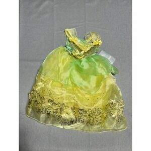 Disney Princess Tiana Costume Girls Size 4 Green Yellow Sequined Dress NWT